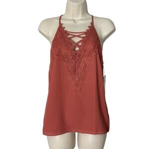 NWT Nine Britton Araminta Lace Detail Blouse in Dark Pink Size S